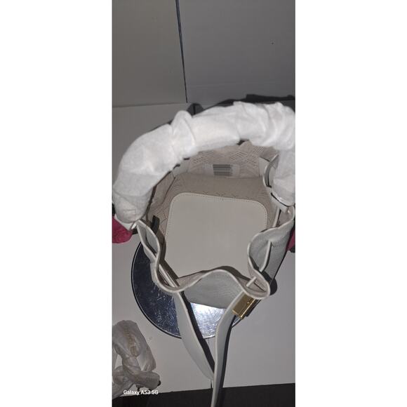 NWT! Zac Posen Brigete Leather Buckle Pocket Perforated Lace Bag Dove MSRP: $398 - Picture 7 of 9